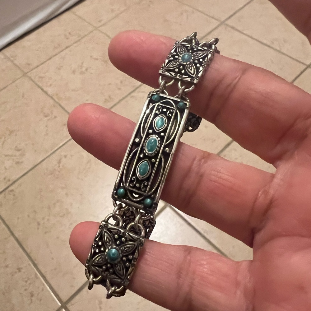 Brighton Carnival Silver and Turquoise Enamel Bracelet